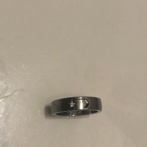 Moon and star stainless steel ring
